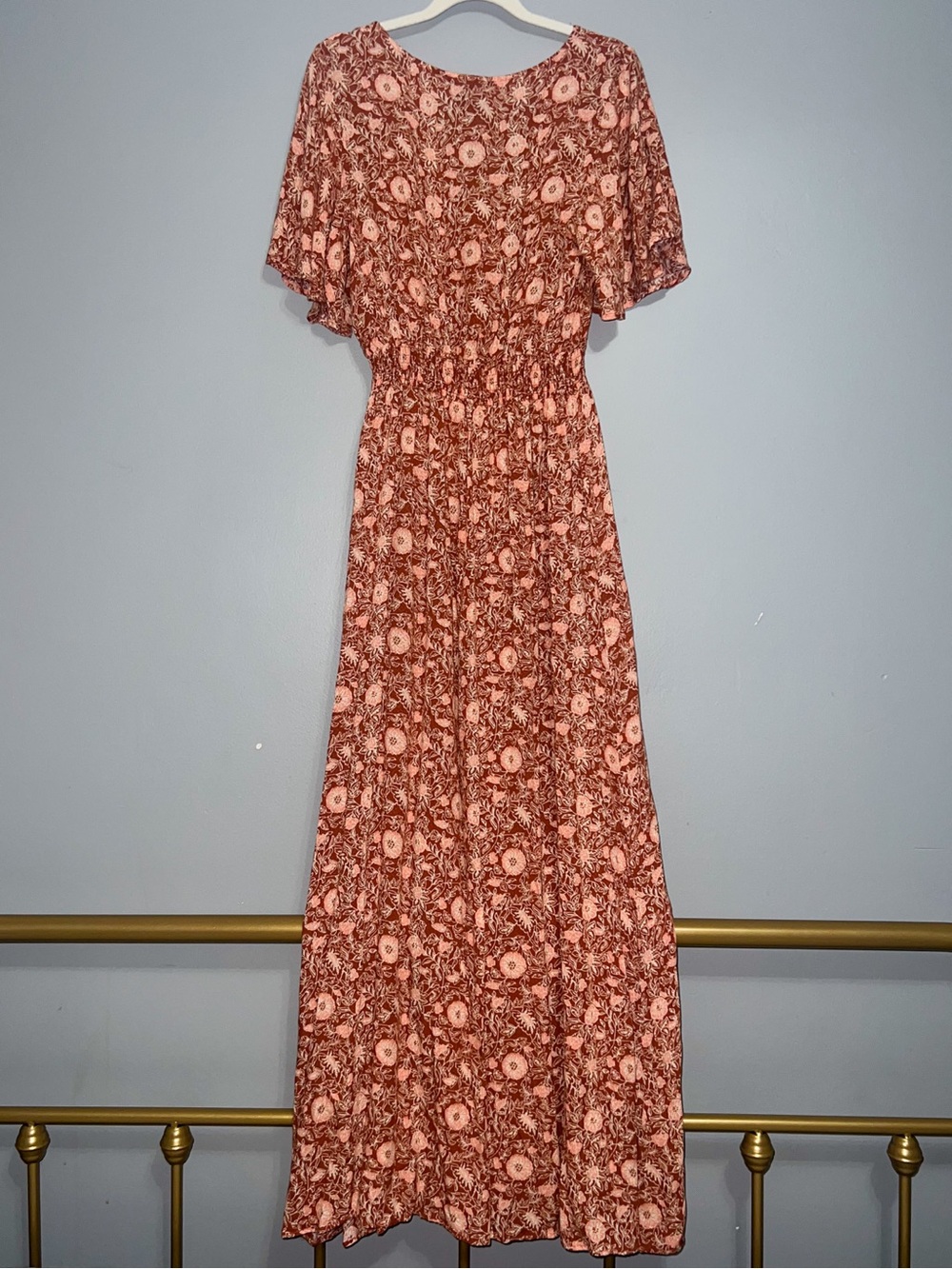 Forever 21 Boho Floral V-Neck Button-Front Maxi Dress, Size L - Picture 11 of 11